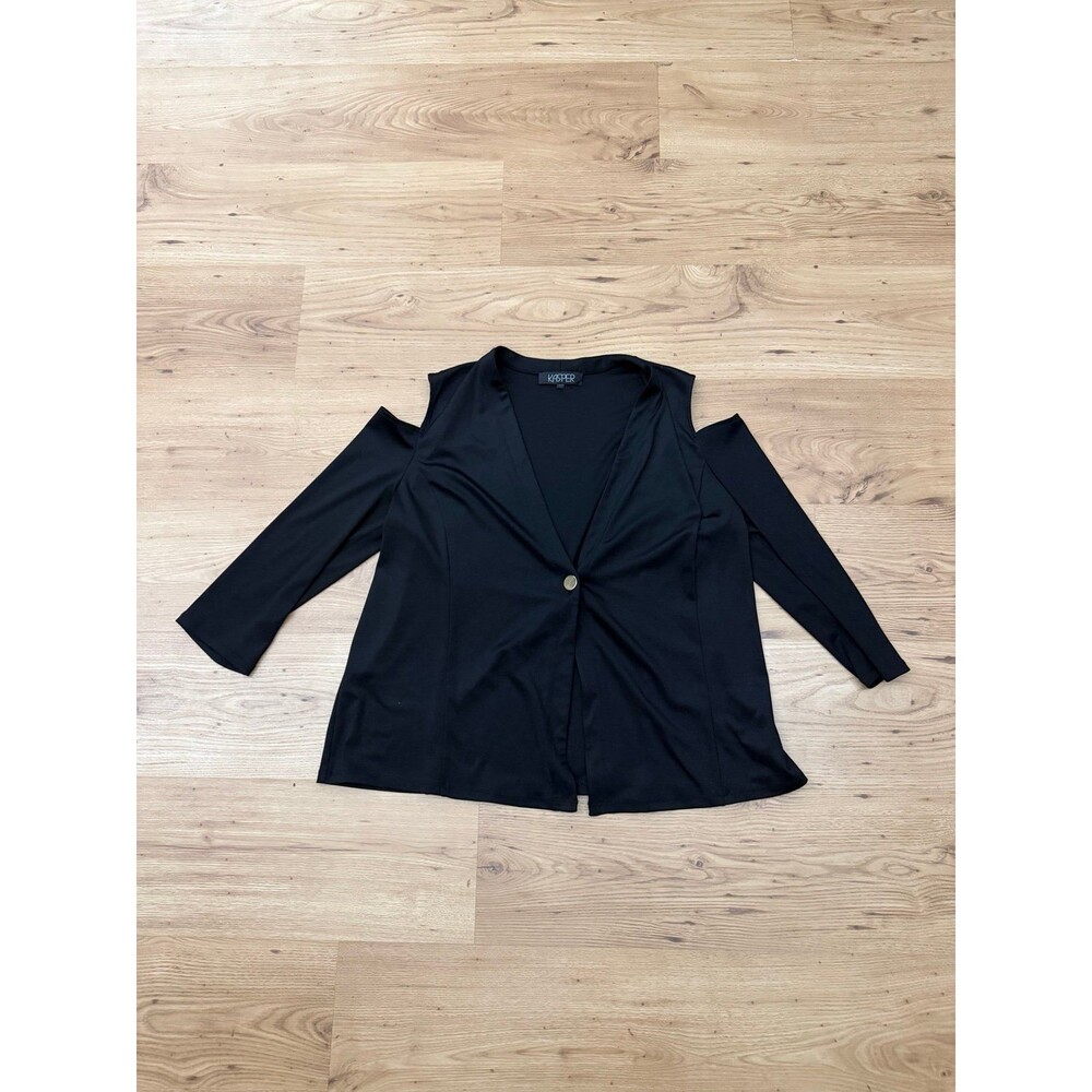 Kasper Black Cold-Shoulder Blazer Top